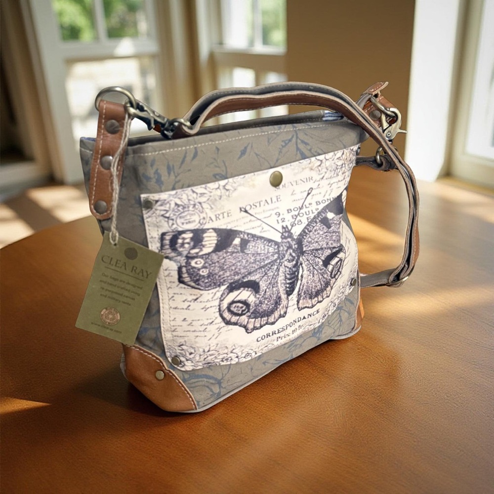 NWT Stylish Women’s Canvas Shoulder Crossbody Bag with Butterfly Design - Picture 3 of 10